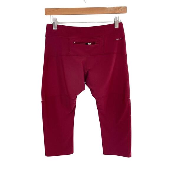 Nike Dri-Fit Cropped Running Capri Legging Maroon Size Small 0645CON - Picture 4 of 11